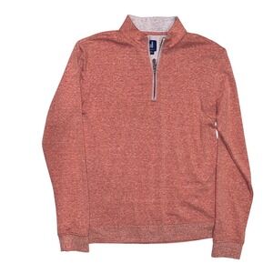Johnnie O Mens Quarter Zip Pullover Heathered Brick Sz S Cotton Blend $138